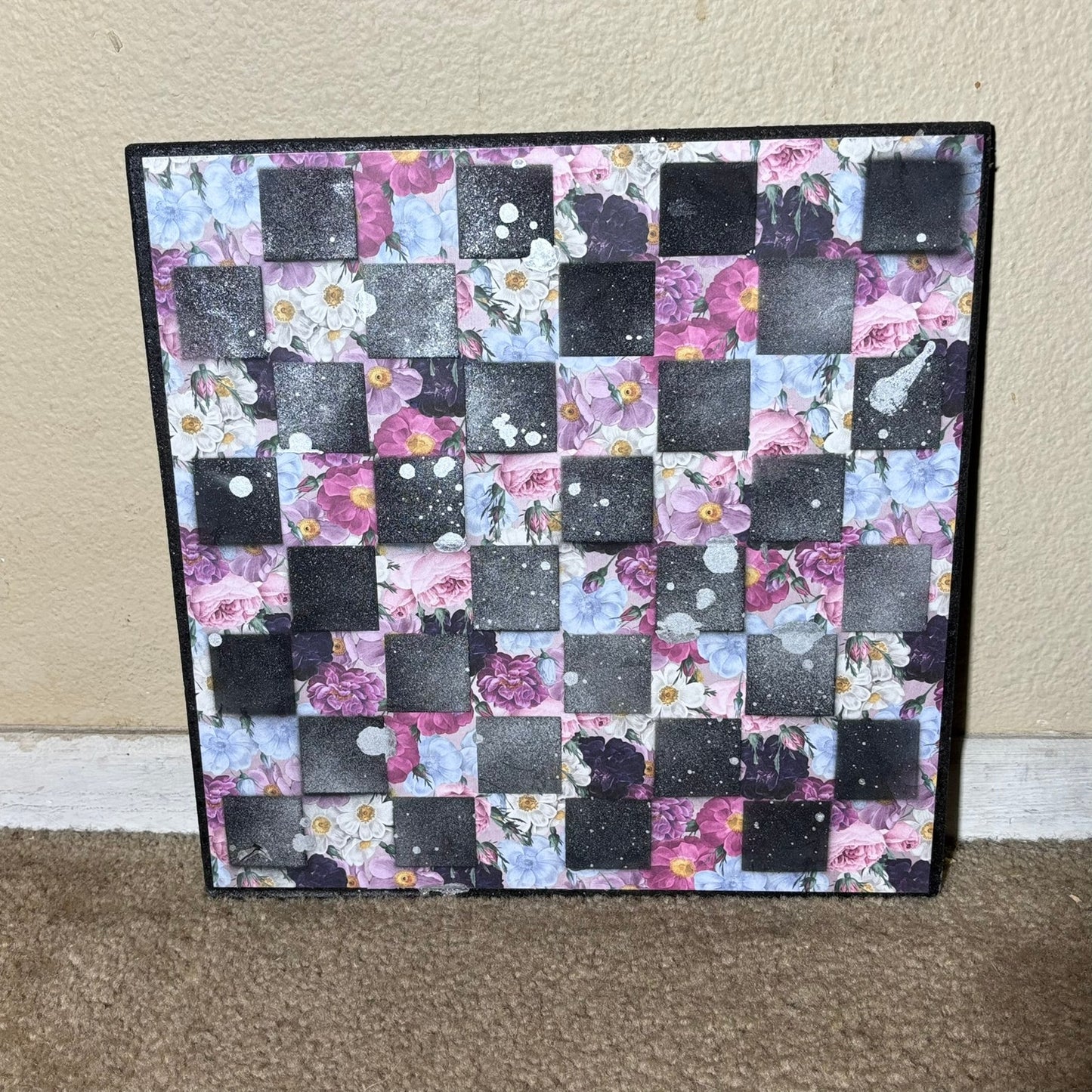 Purple Flower Chrome Sprinkles - Scrapbook Chess Board