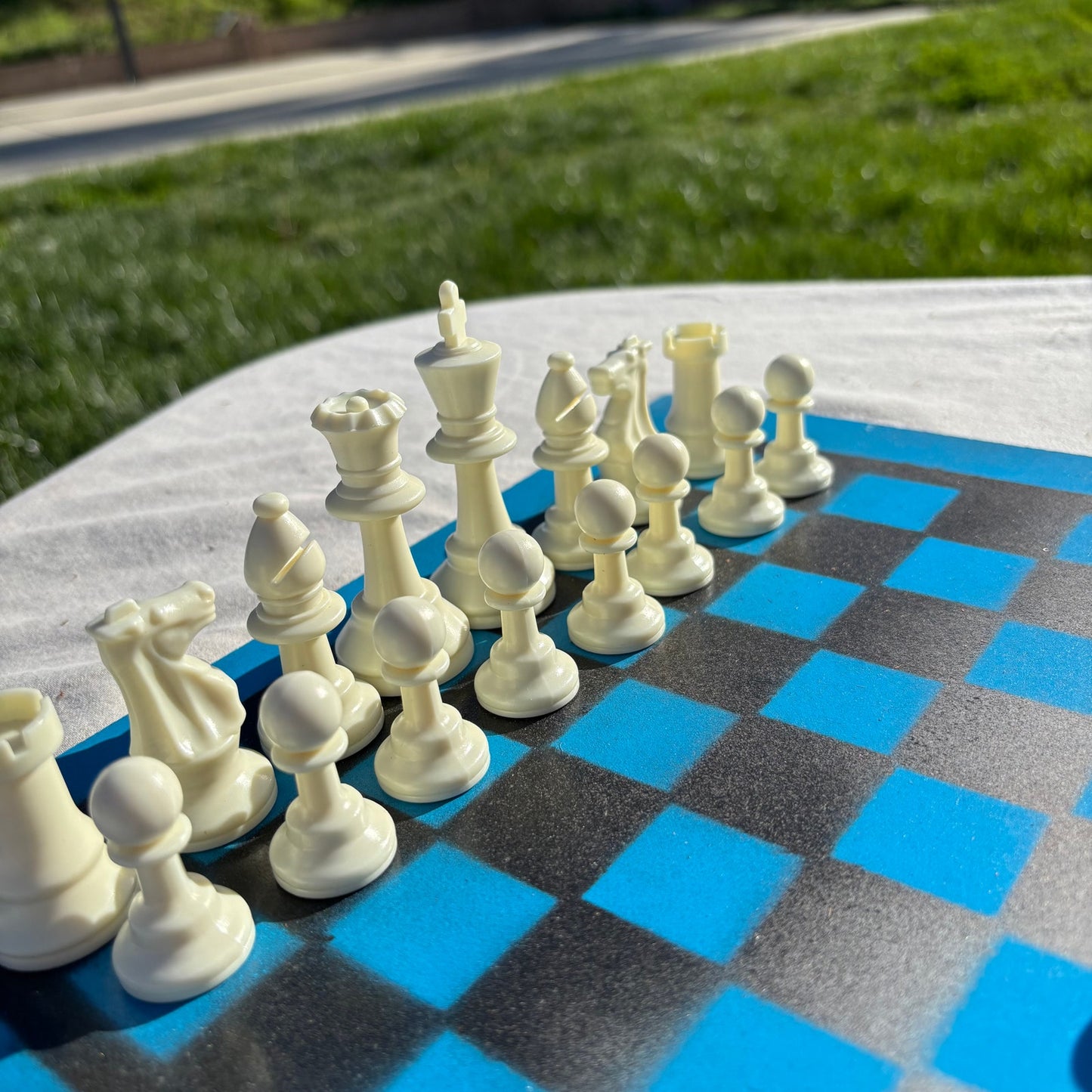 Black & Blue Snow Rush - Painted Chess Set