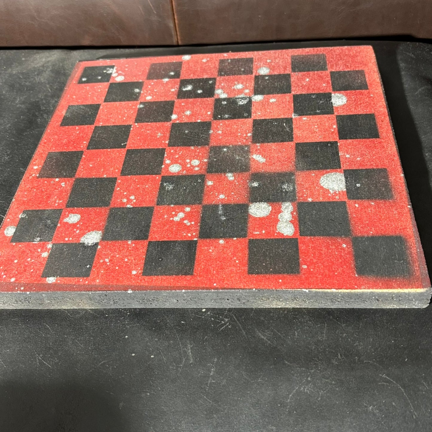 Red Splash - Painted Chess Board
