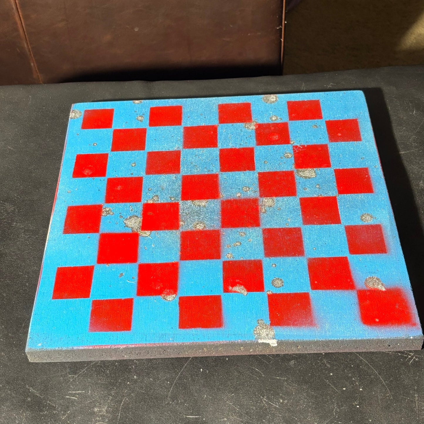 Sky Blue & Red - Painted Chess Set