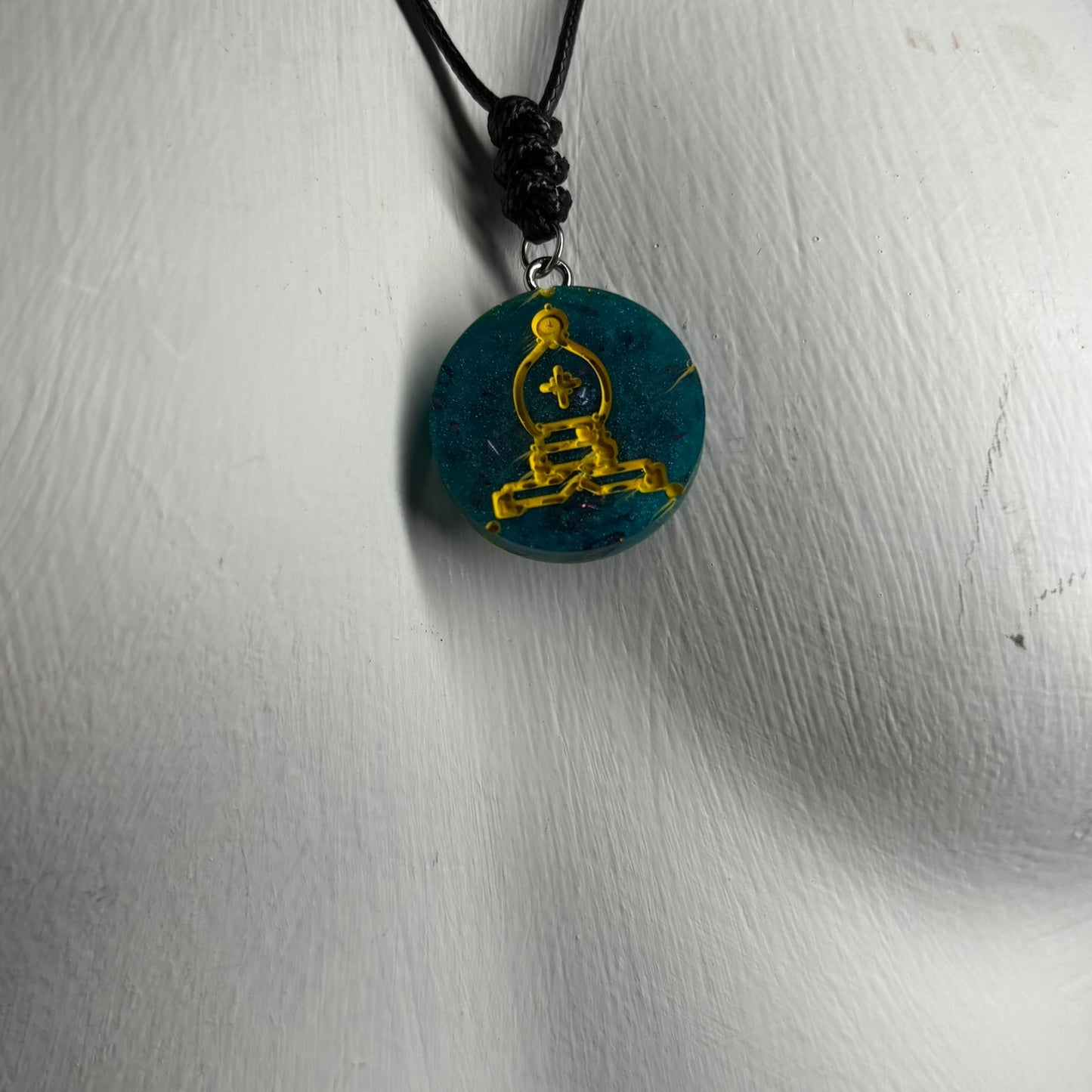 Dark Aqua Blue Bishop - Handmade Resin Chess Necklace