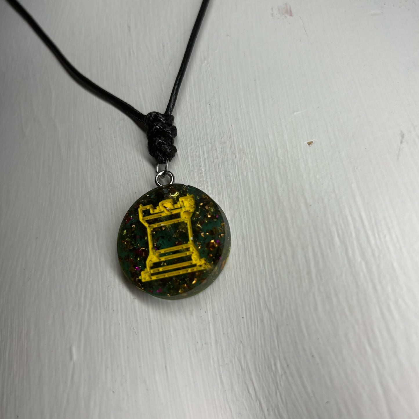 Crystal Green Rook - Handmade Resin Chess Necklace