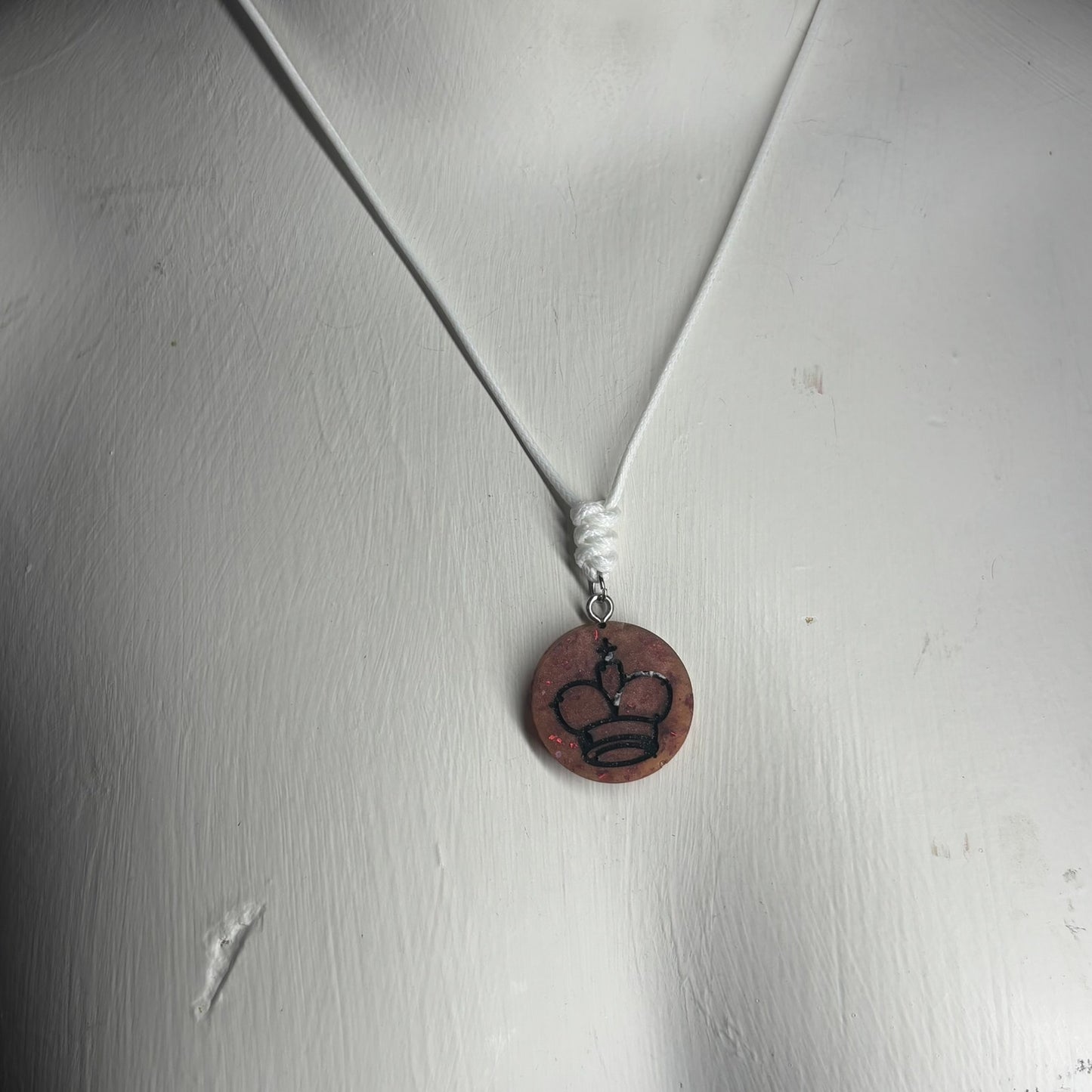 Dark Orange King - Handmade Resin Chess Necklace