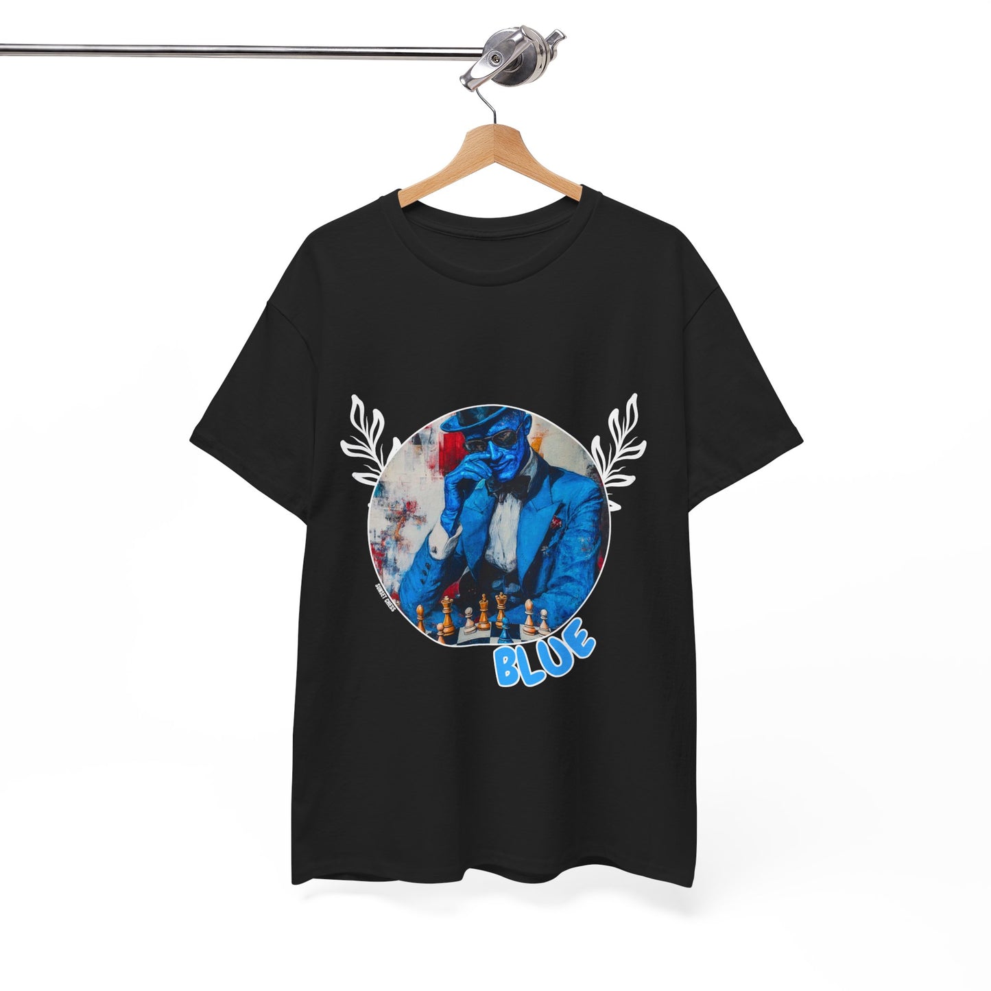 Mystery Blue Chess - Black T Shirt