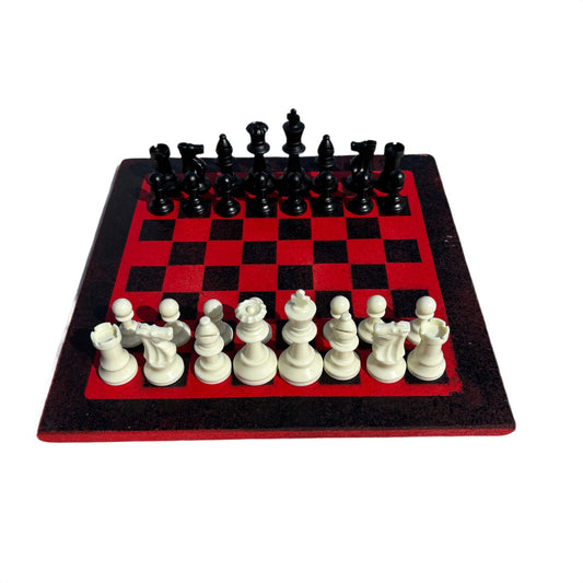 Red & Black - Painted Chess Set