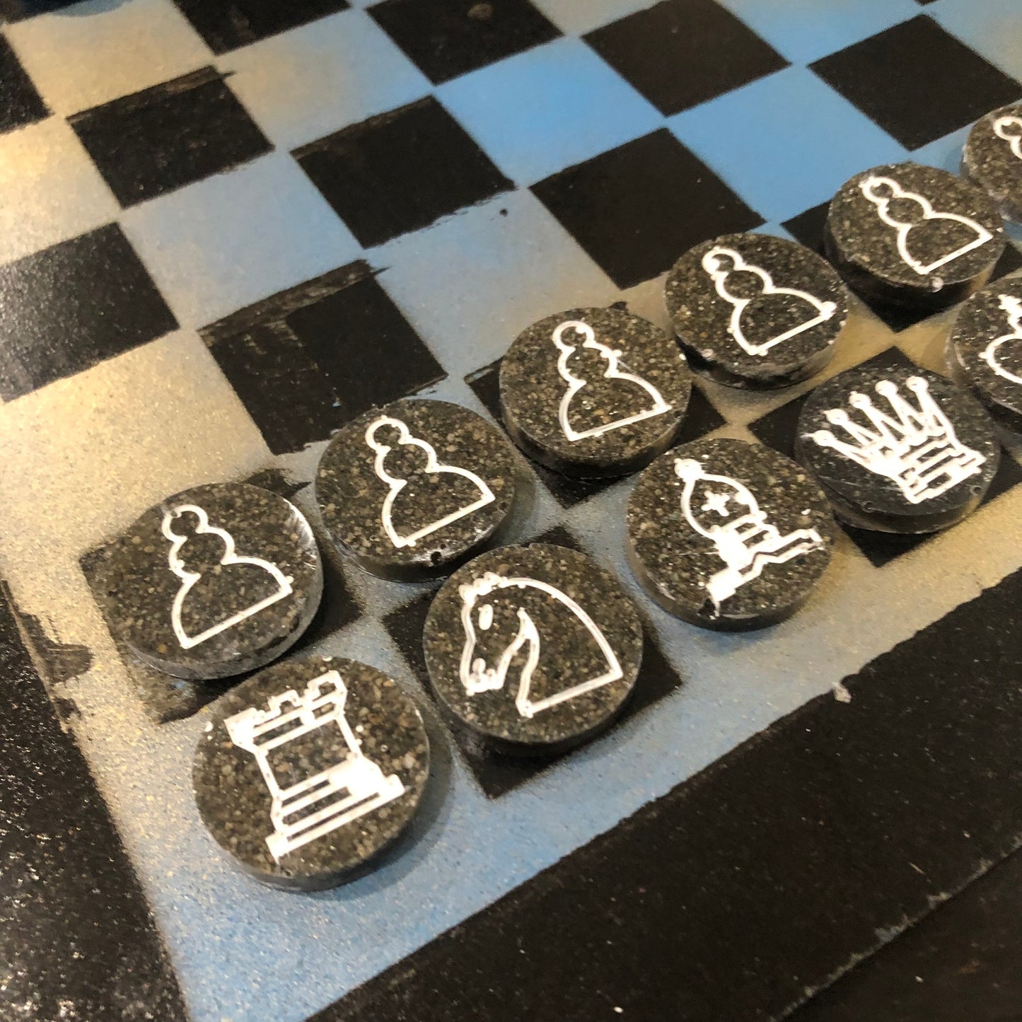 Bronze Blue - Painted Chess Set