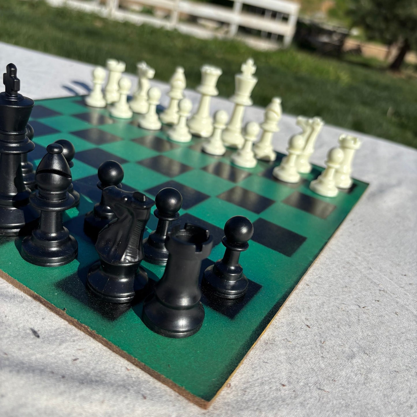 Green & Black - Painted Chess Set