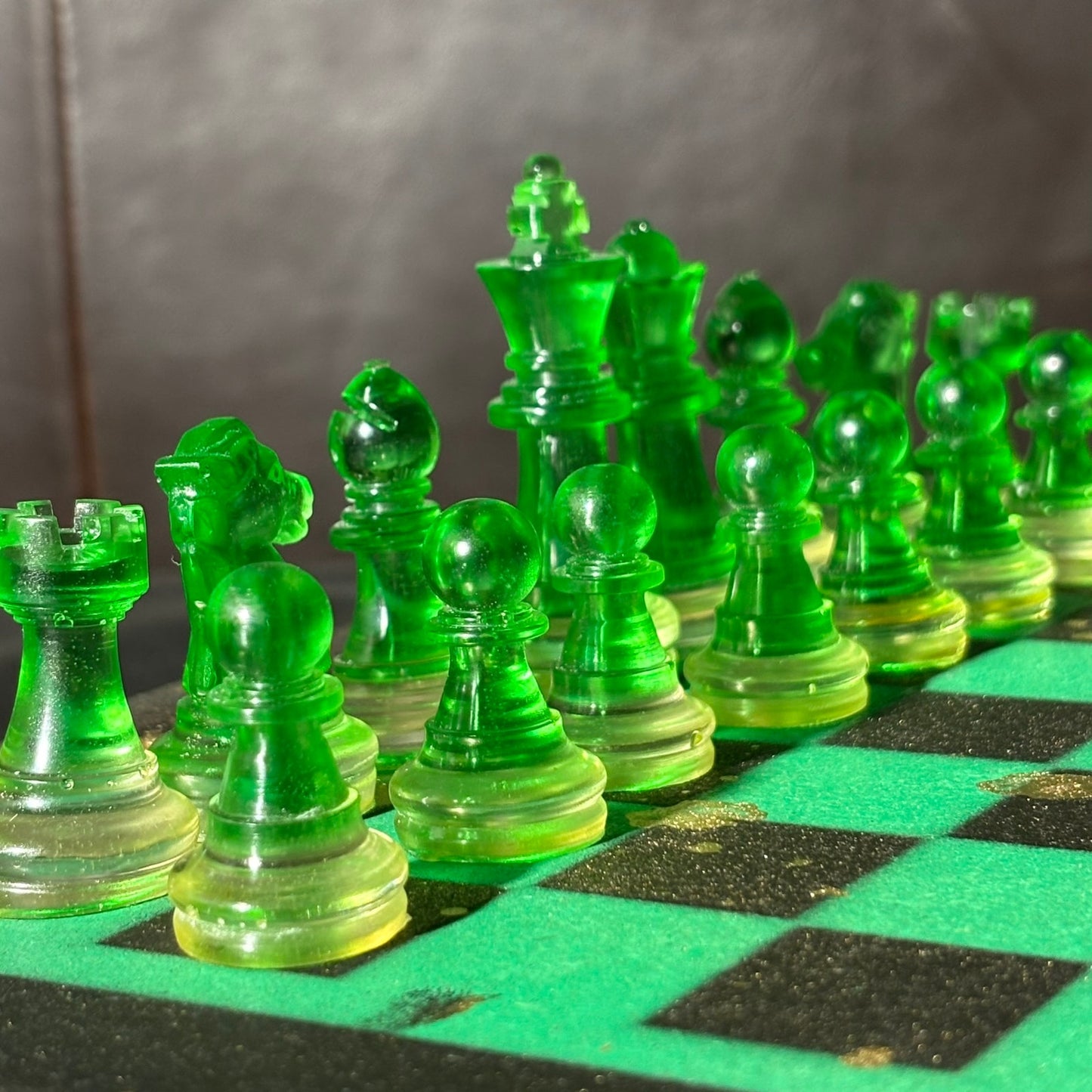 Golden Green - Painted Chess Set
