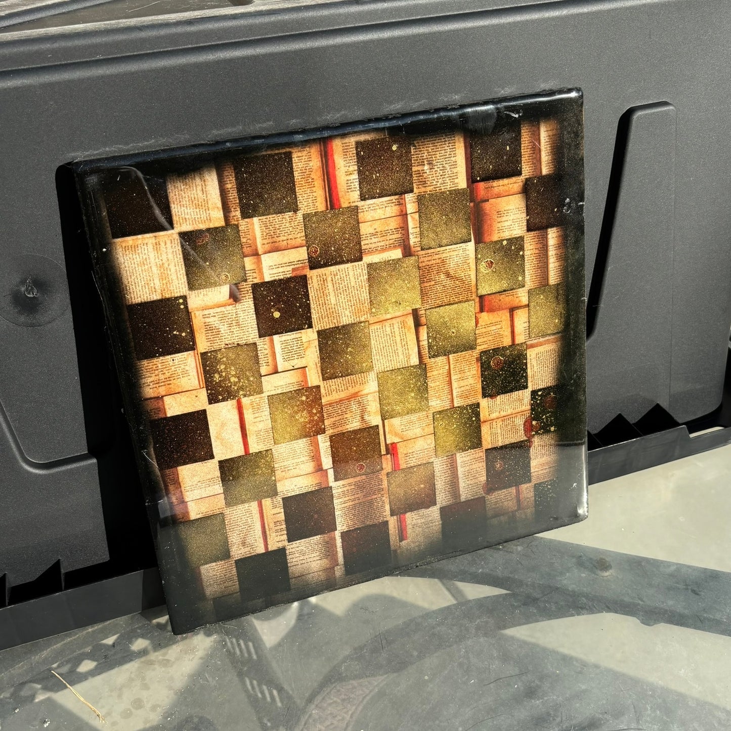Ancient Script - Resin Coated Chess Board