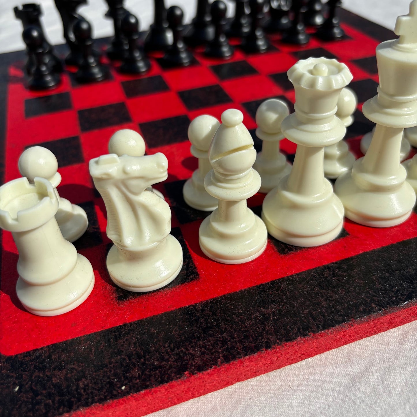 Red & Black - Painted Chess Set