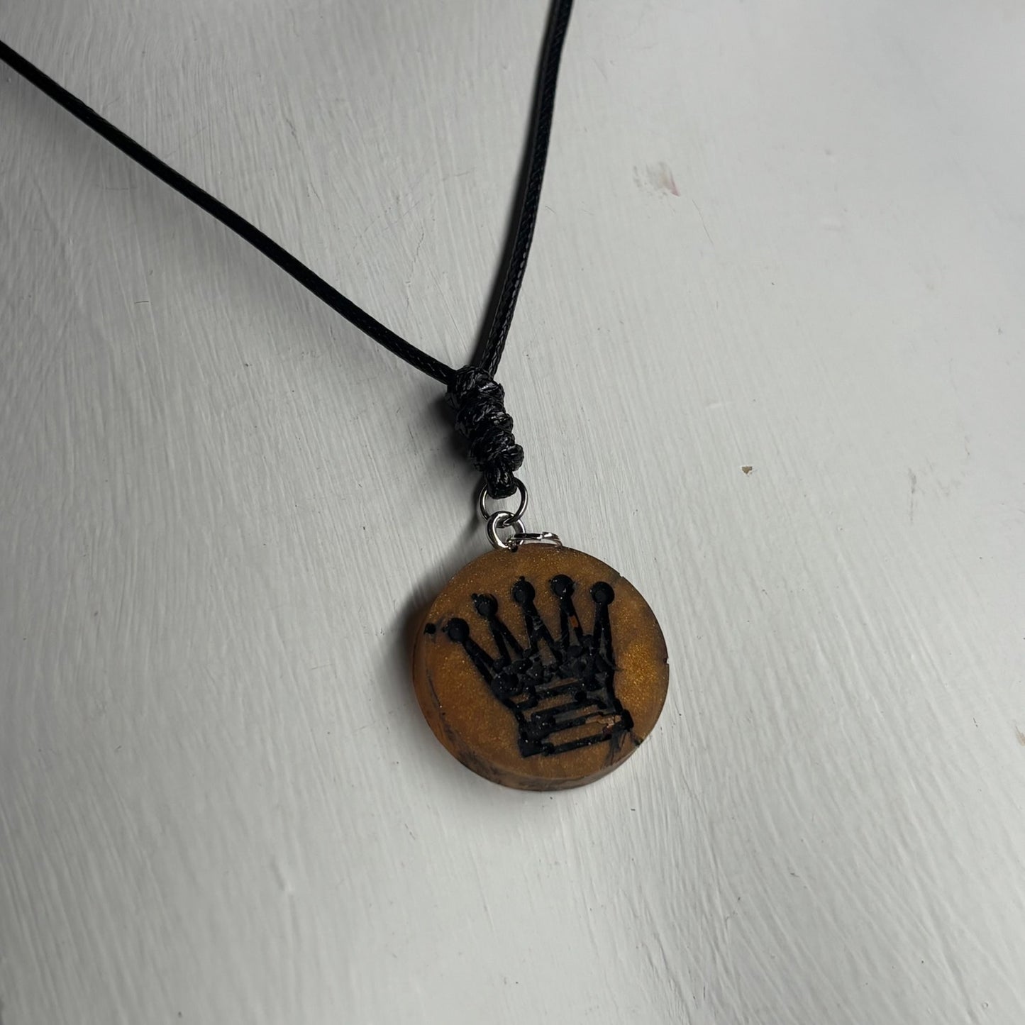 Amber Orange Queen - Handmade Resin Chess Necklace