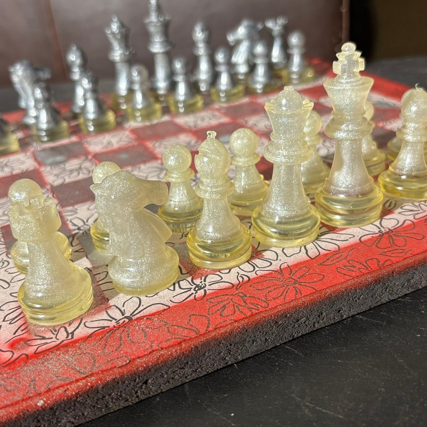 Silver Mist Red - Scrapbook Chess Set