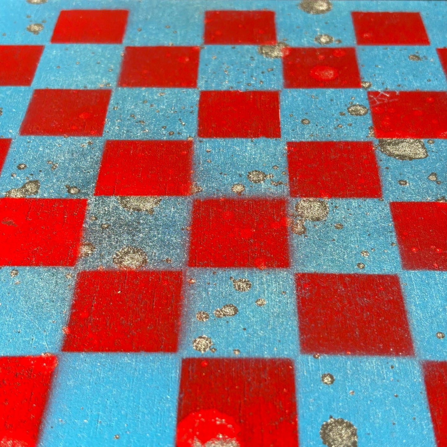 Sky Blue & Red - Painted Chess Set