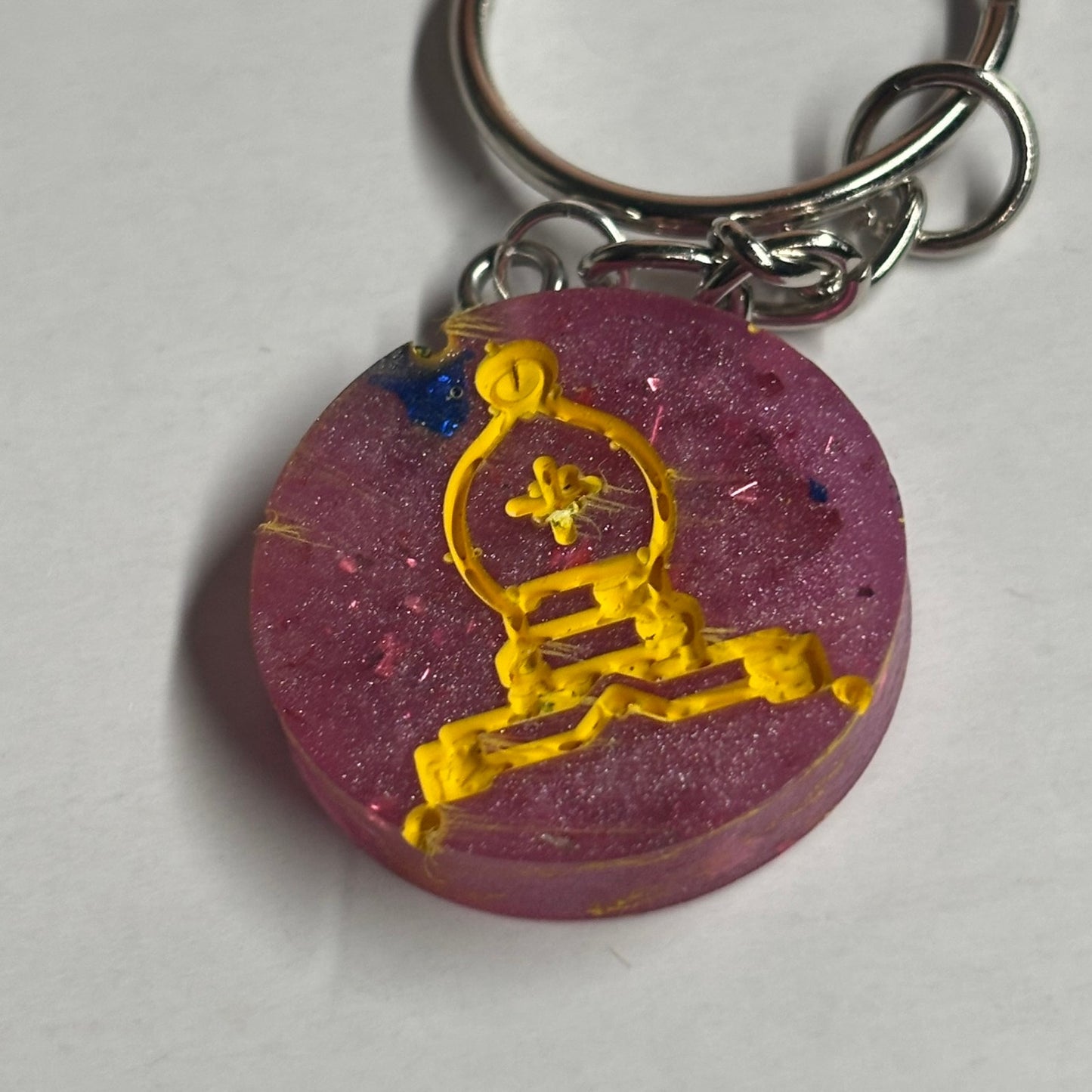 Pink Yellow Bishop - Handmade Resin Keychain