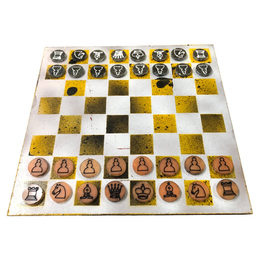 Yellow Space White - Painted Chess Set