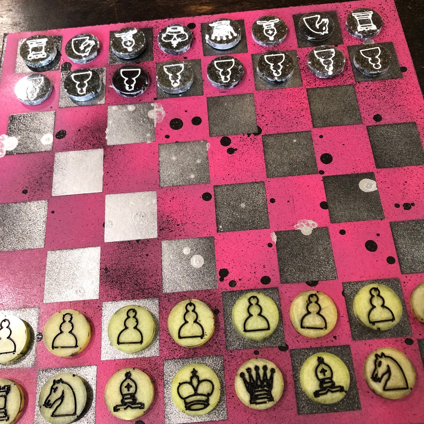 Chrome Pink - Painted Chess Set