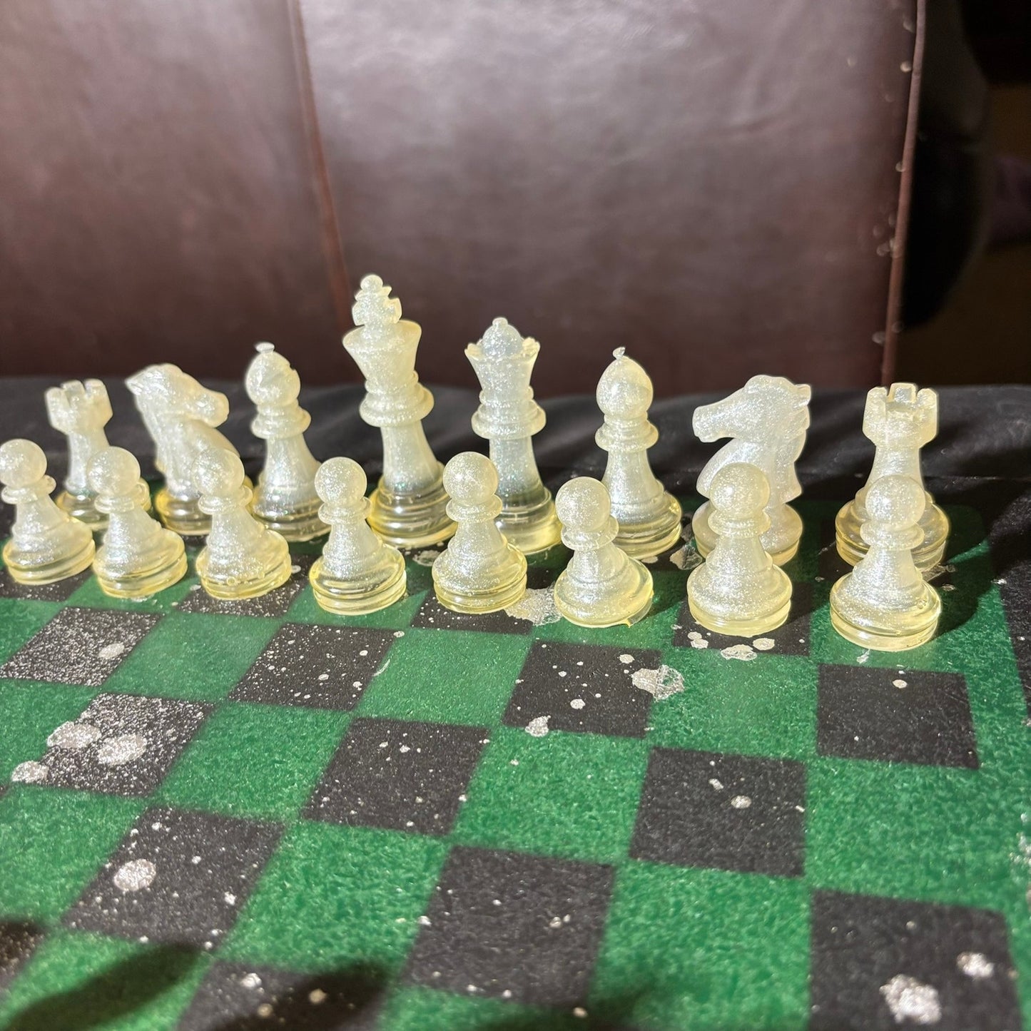 Mistic Yellow Green - Painted Chess Set