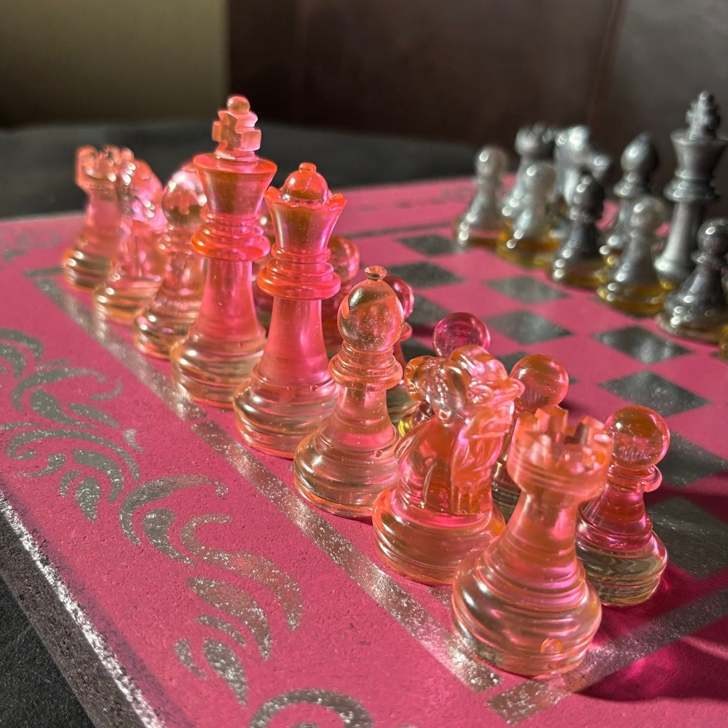 Chrome Pink - Painted Chess Set