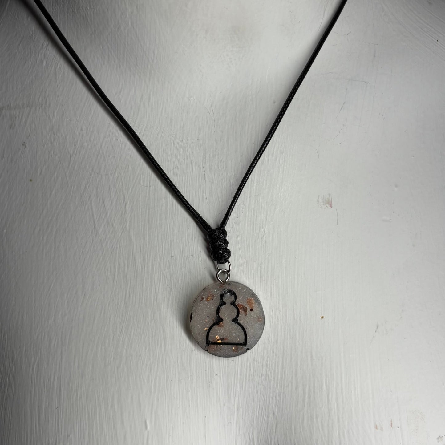 Crystal White Pawn - Handmade Resin Chess Necklace