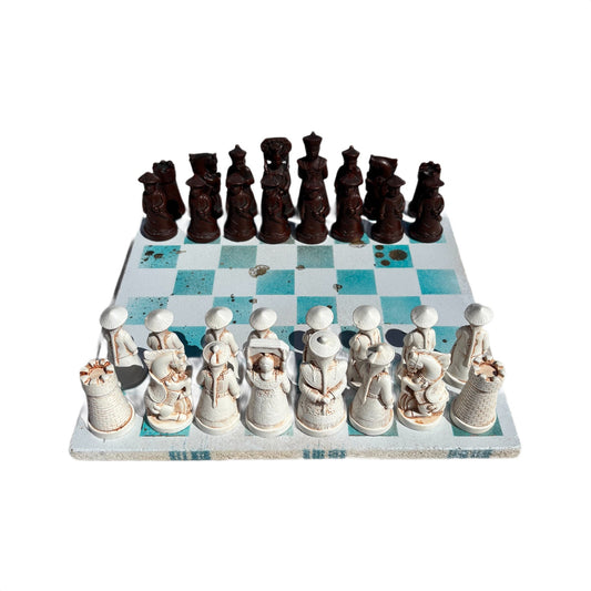 Mint Golden Blue - Chinese Edition Chess Set