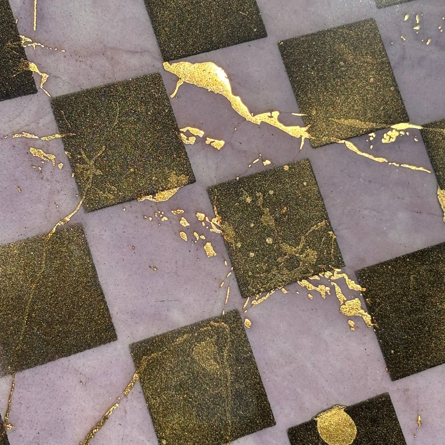 Golden Pink Marble Style - Resin Coated Chess Board