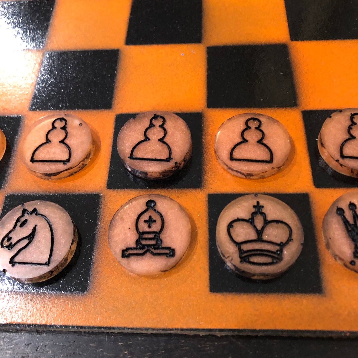 Orange & Black - Painted Chess Set