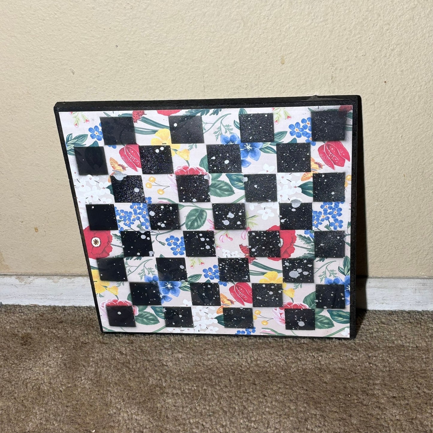 Vintage Flowers - Scrapbook Chess Board