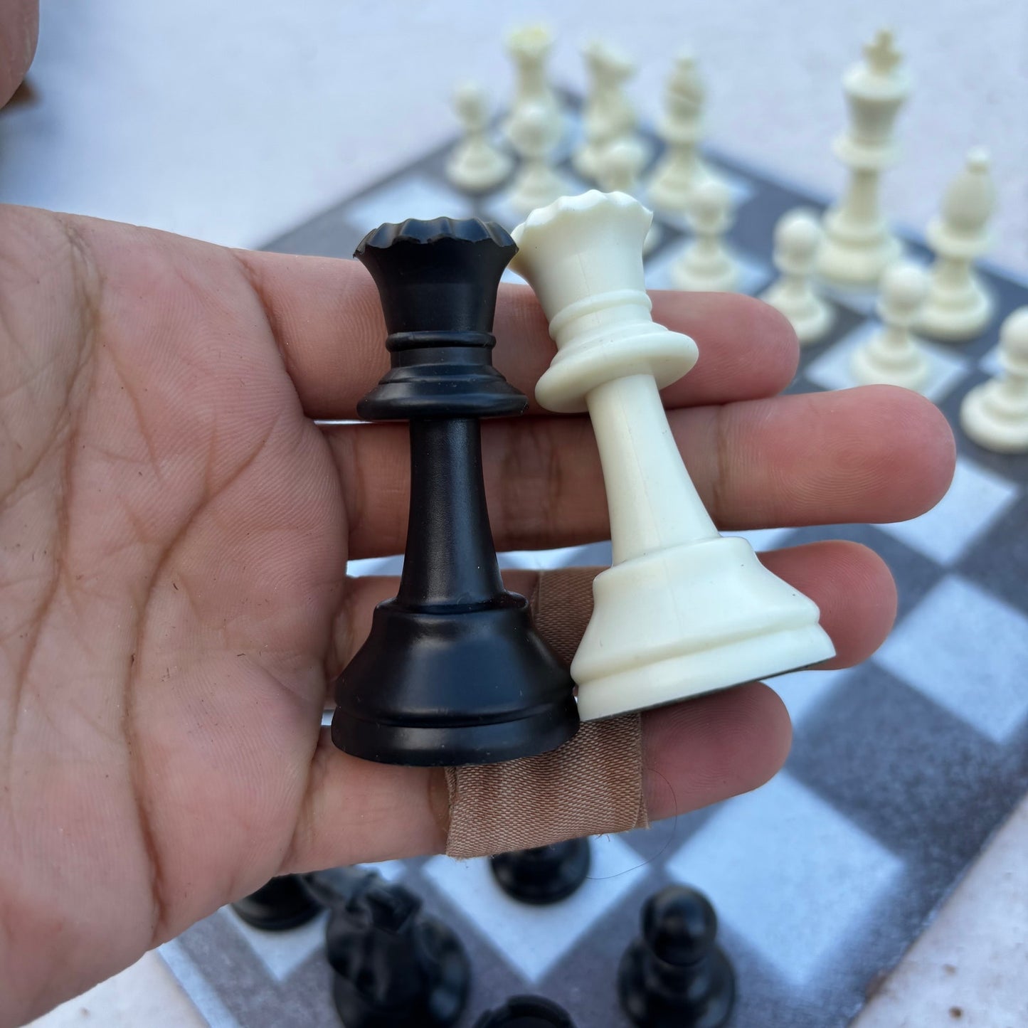 Gray & White - Painted Chess Set