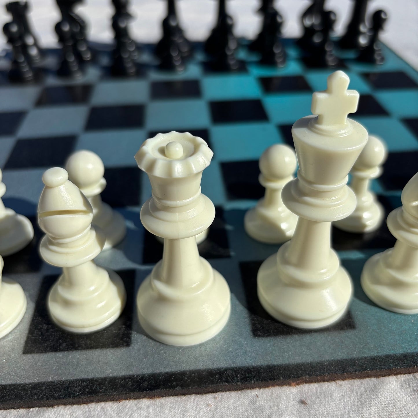 Blue & Gray - Painted Chess Set