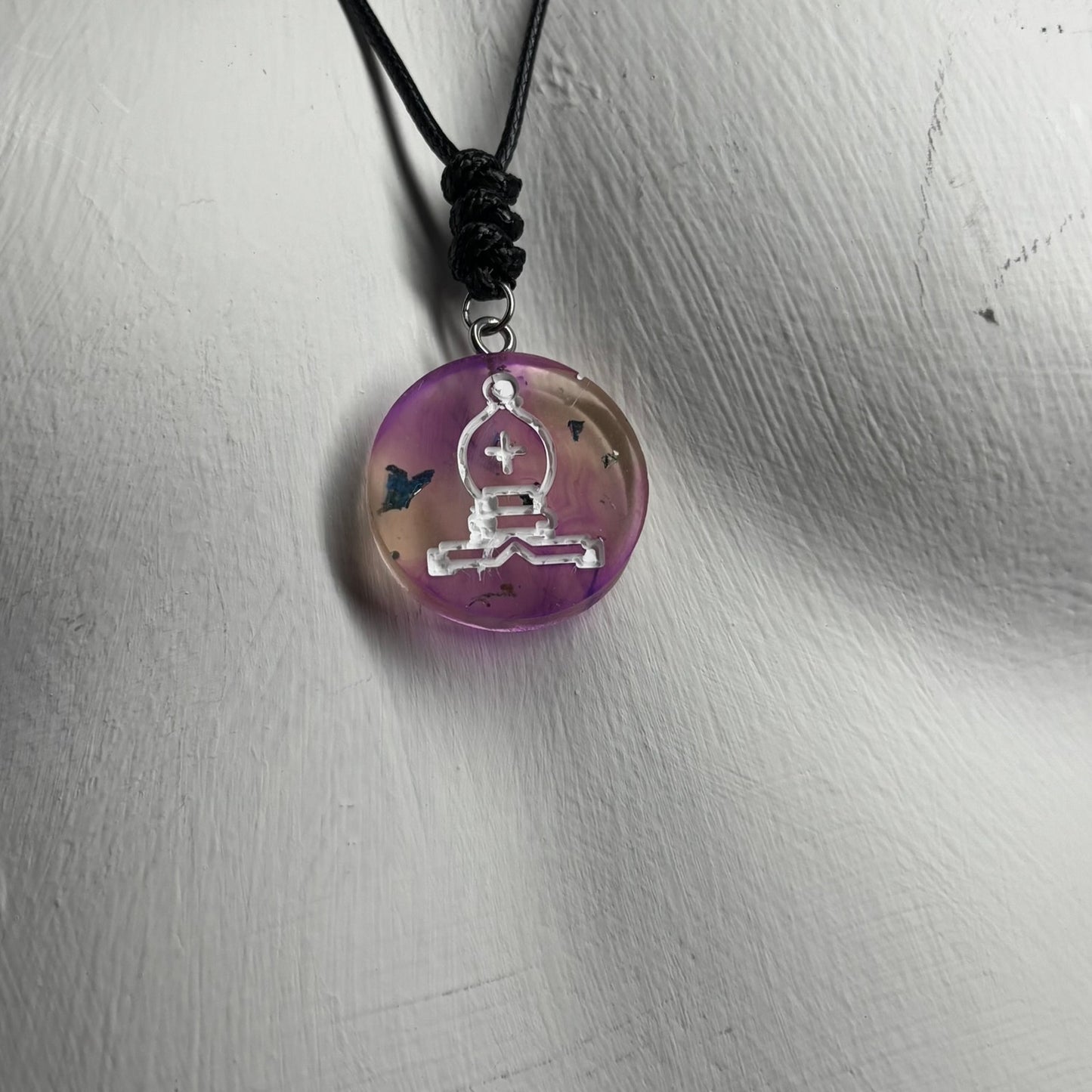 Purple Mix - Handmade Resin Chess Necklace - Flat Edition