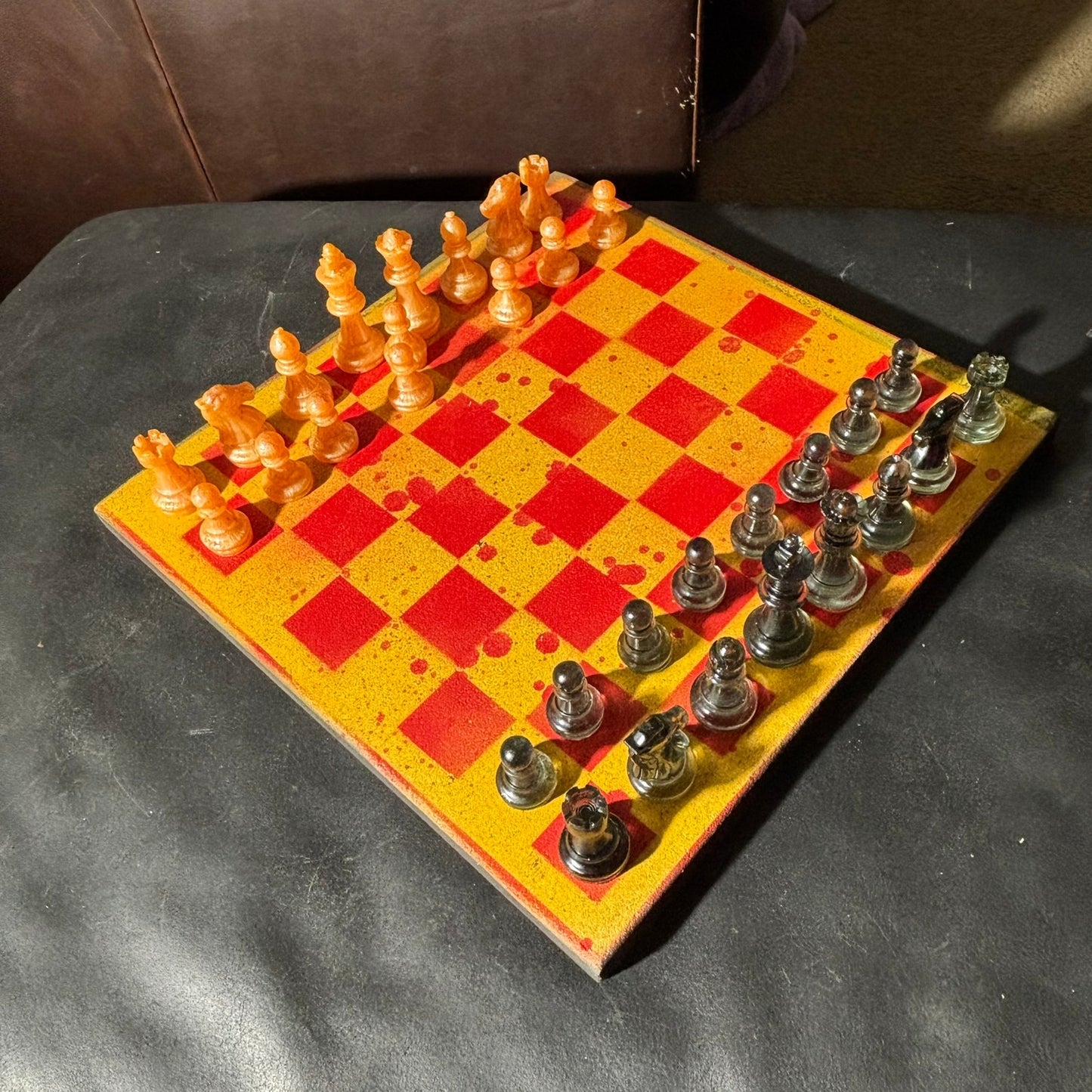 Spartan Golden Red - Painted Chess Set