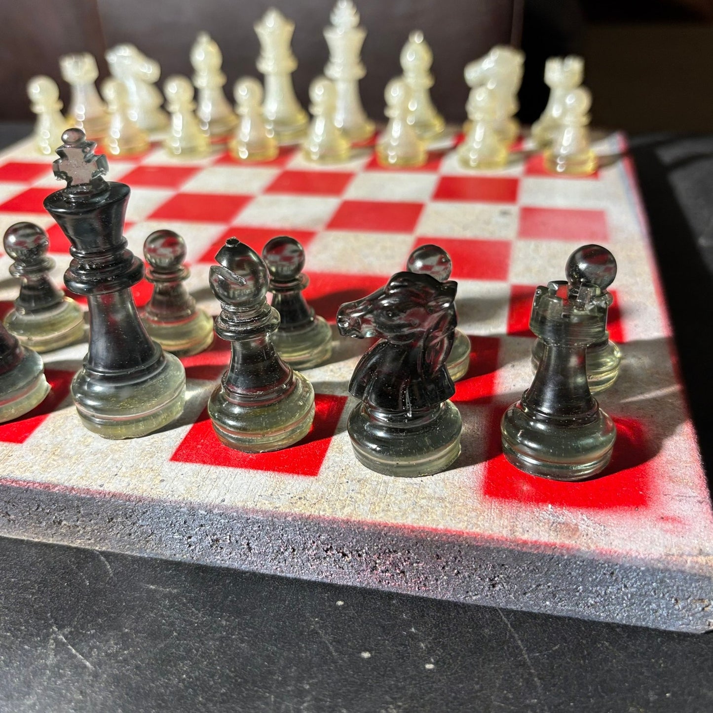 Red & White - Painted Chess Set