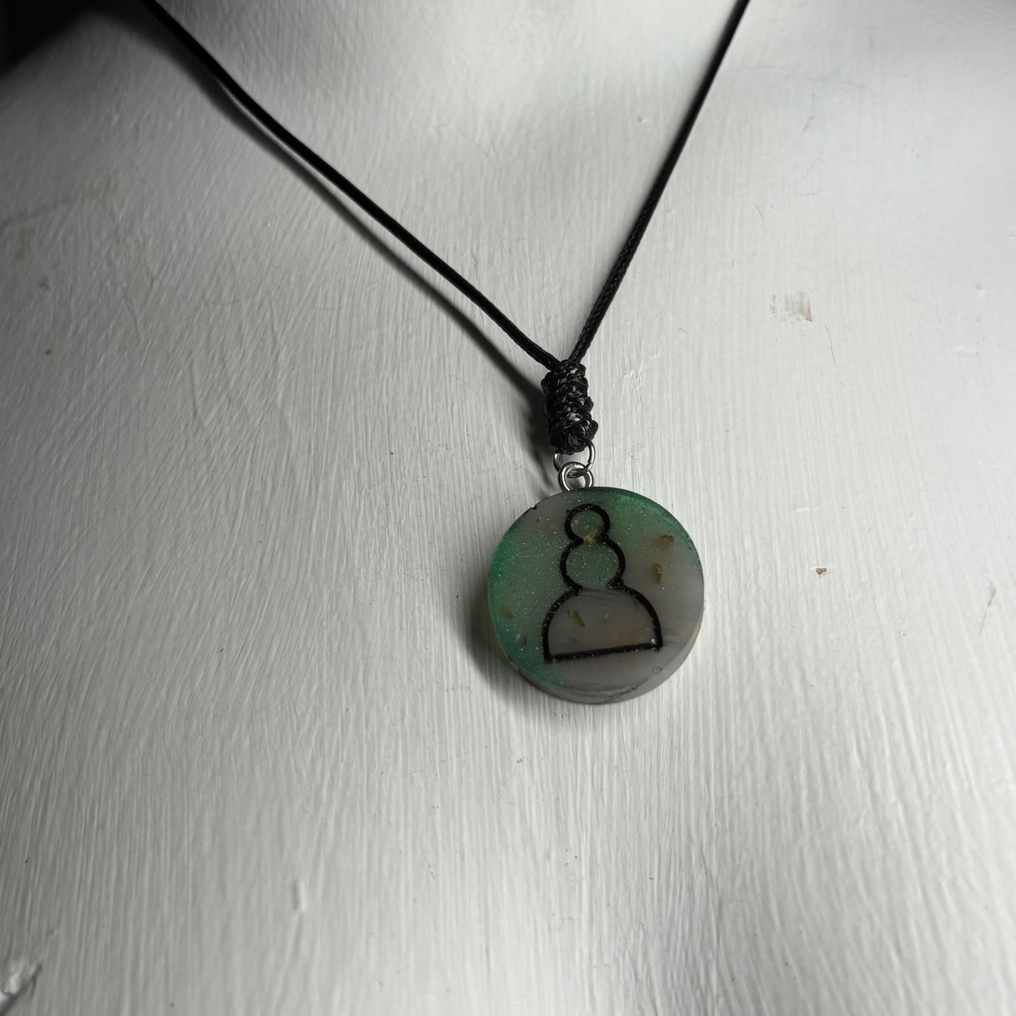 Mystic Green Pawn - Handmade Resin Chess Necklace