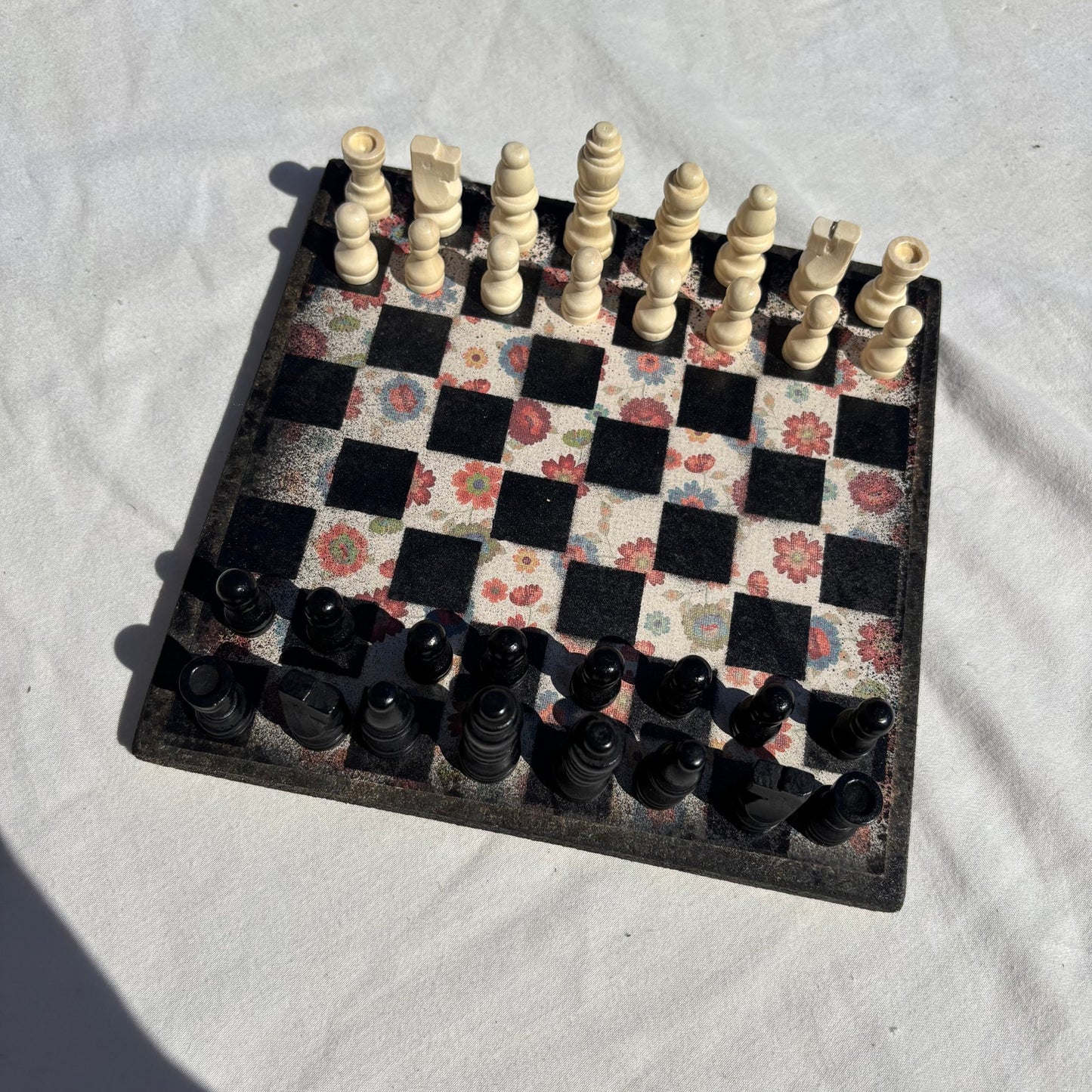Vintage Flowers - Scrapbook Chess Set