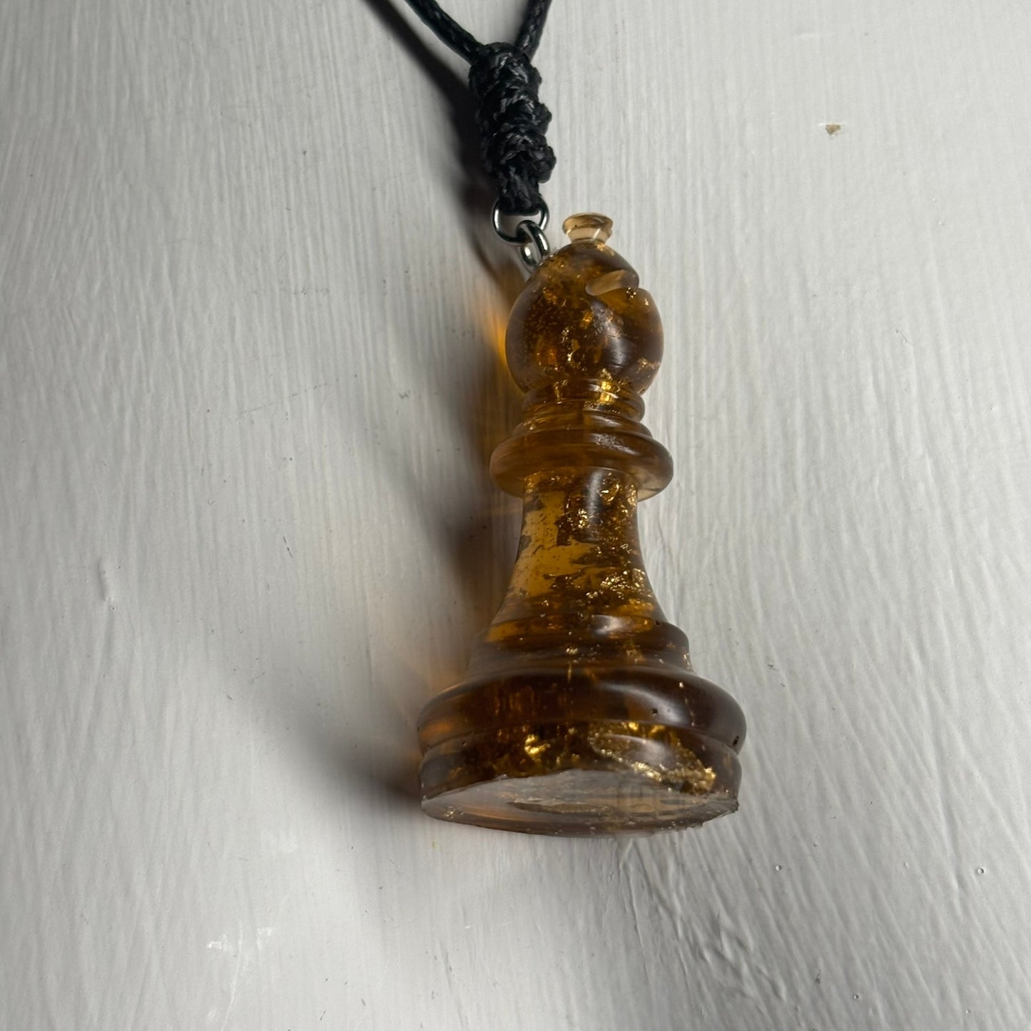 Amber Bishop - Handmade Resin Chess Necklace