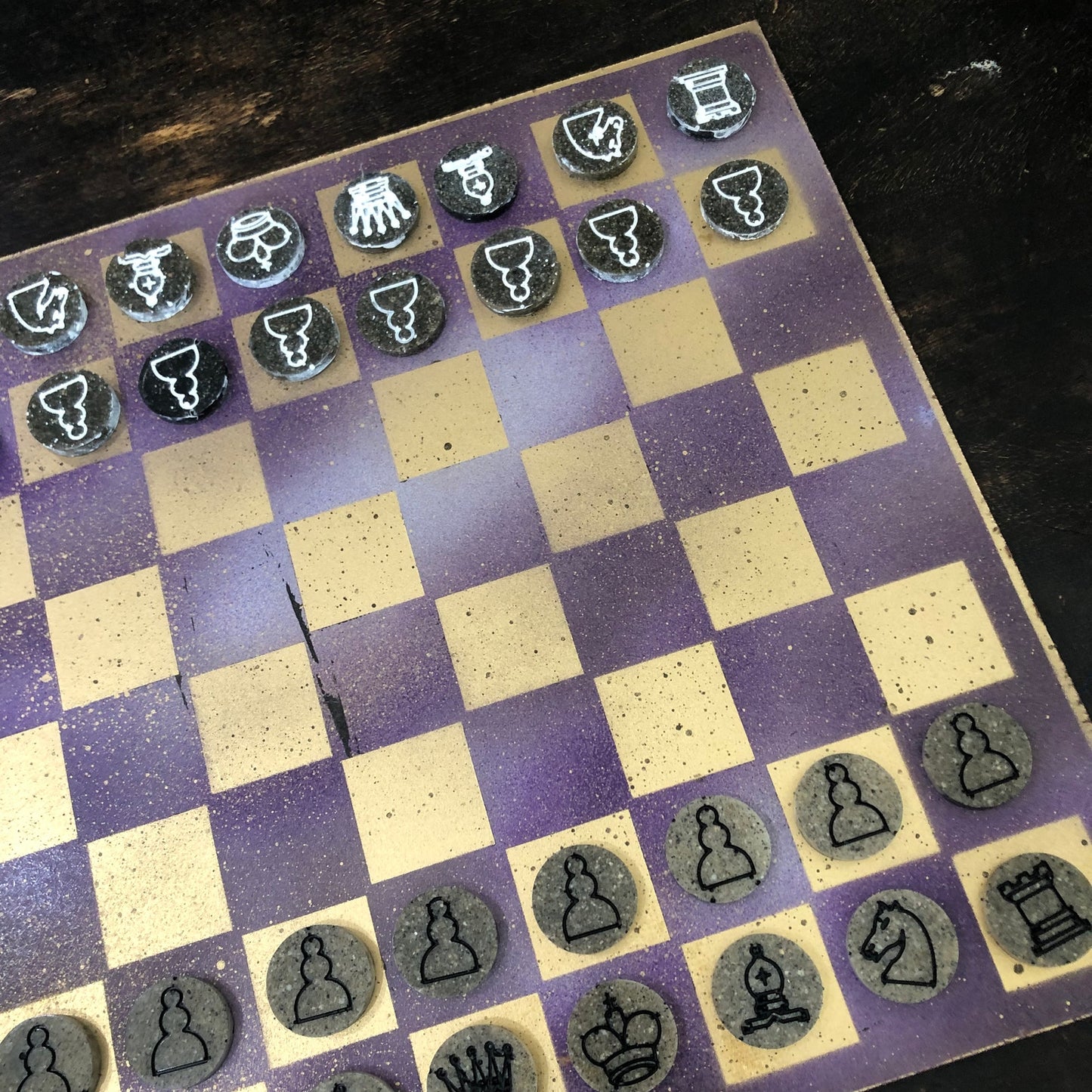 Purple Gold - Painted Chess Set