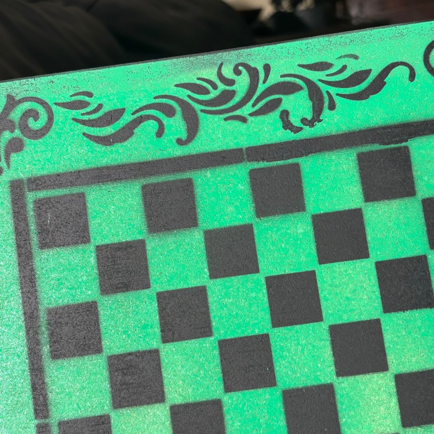 Green & Black - Painted Chess Board