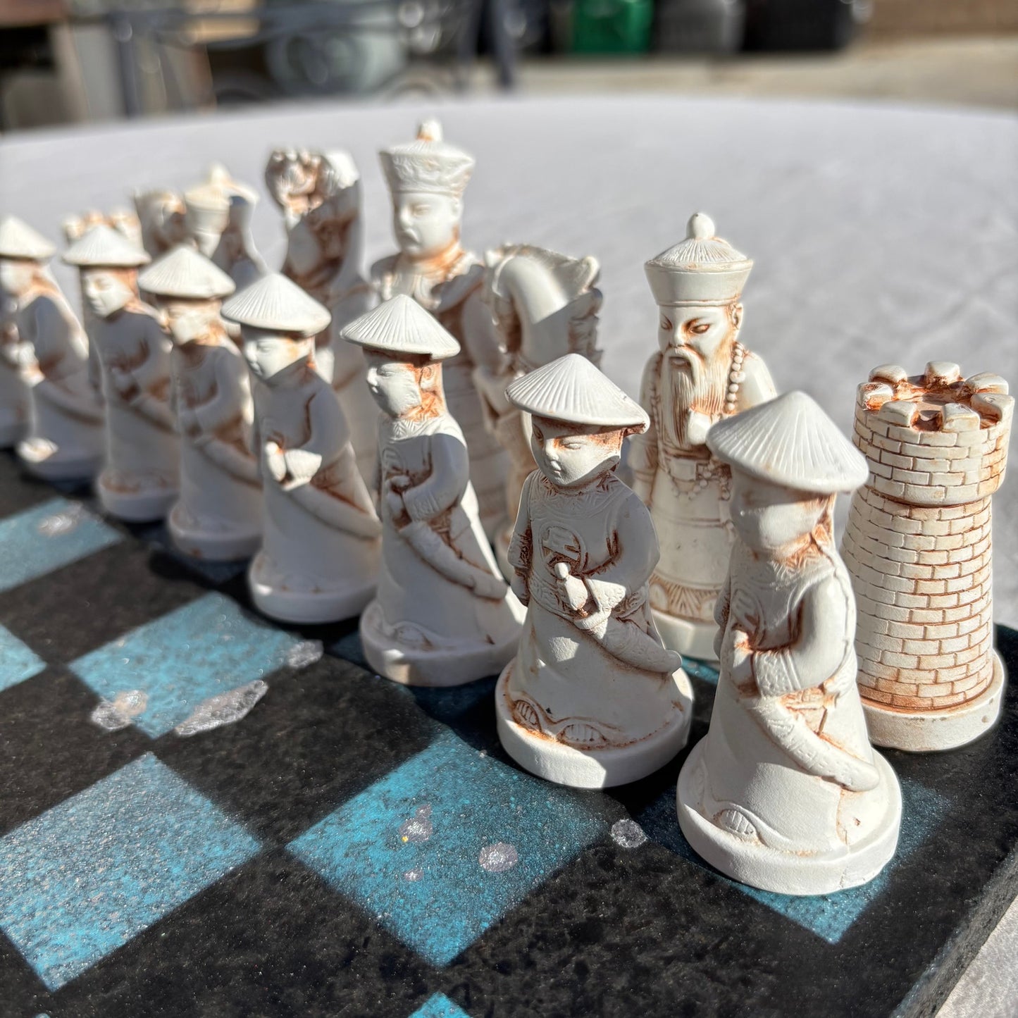 Black & Blue Chrome Drip - Chinese Edition Chess Set