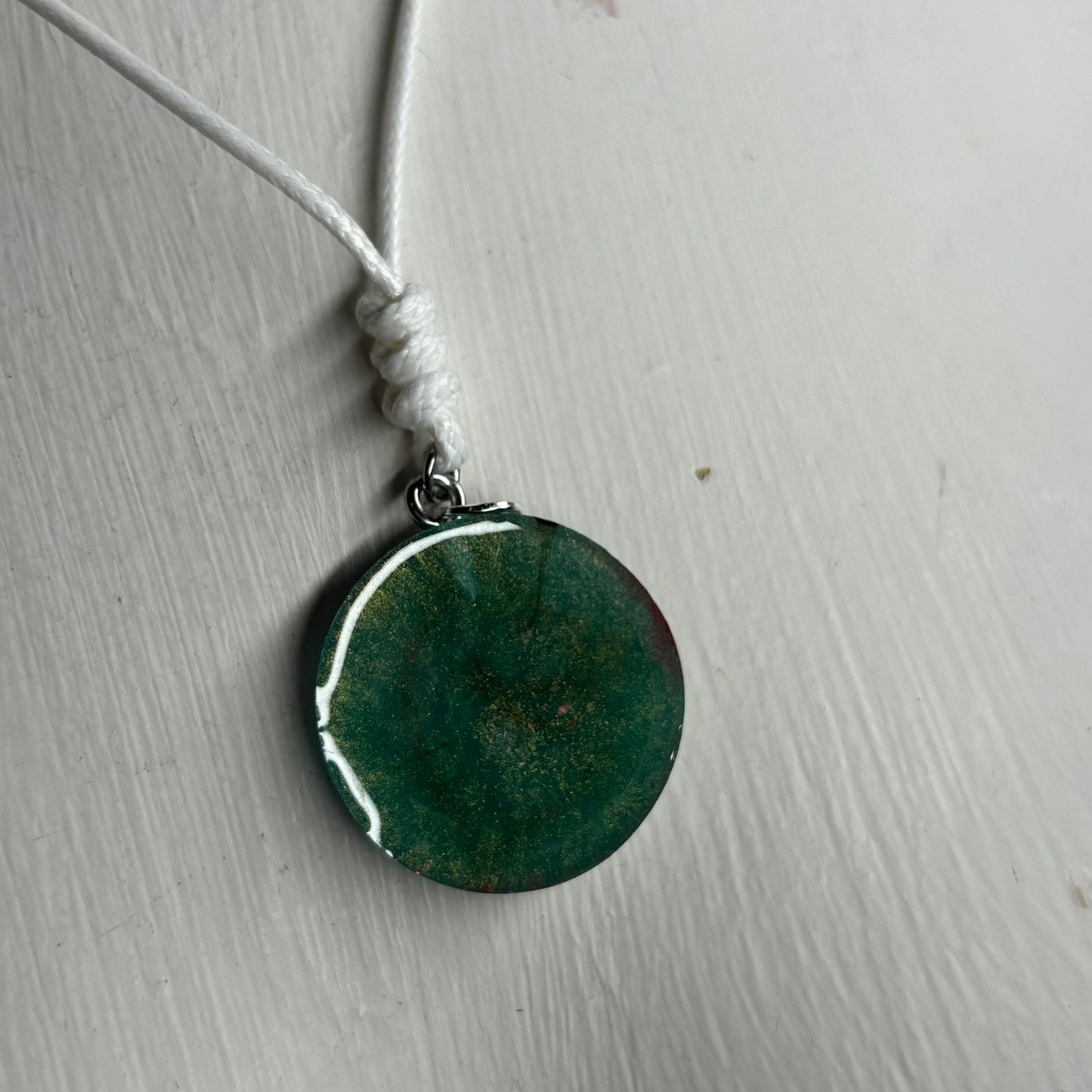 Dark Mint Green - Handmade Resin Chess Necklace