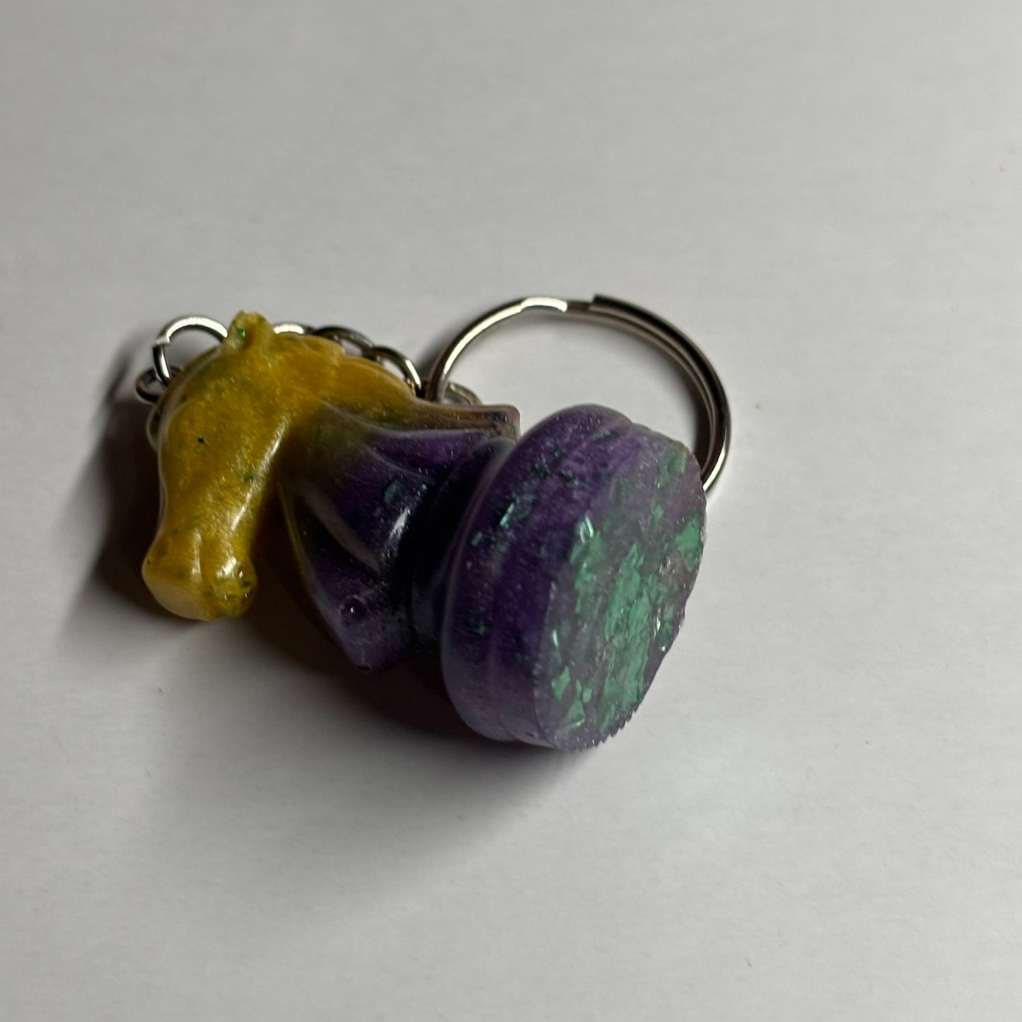 Yellow Purp Swirl Knight - Handmade Resin Keychain