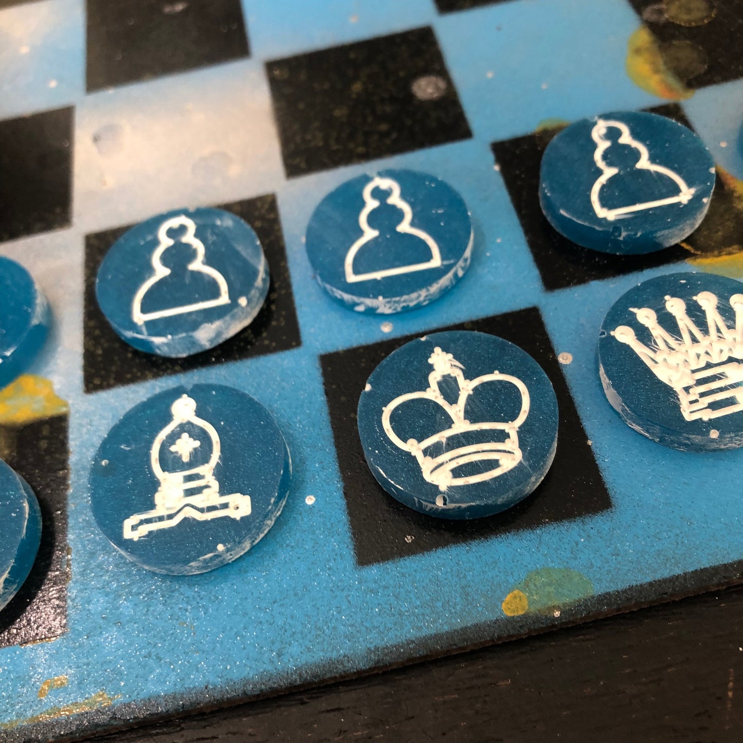 Cloudy Blue - Painted Chess Set