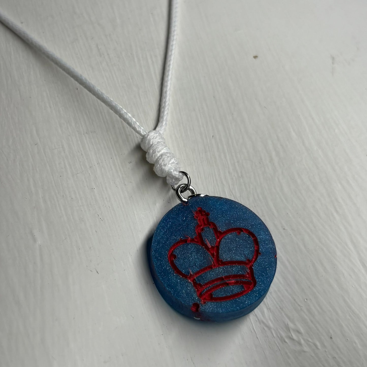 Blue King - Handmade Resin Chess Necklace