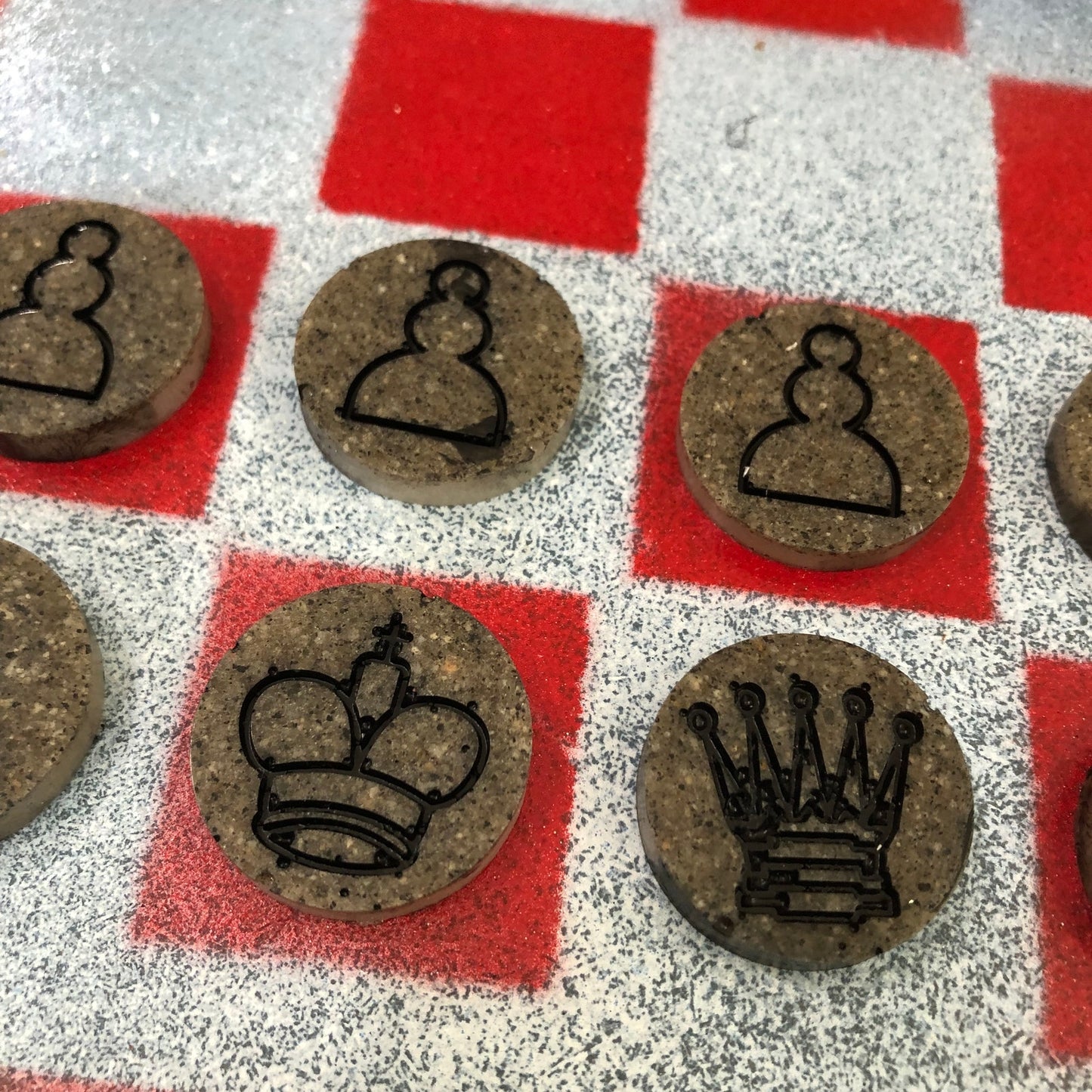 Red & Blue Haze - Painted Chess Set