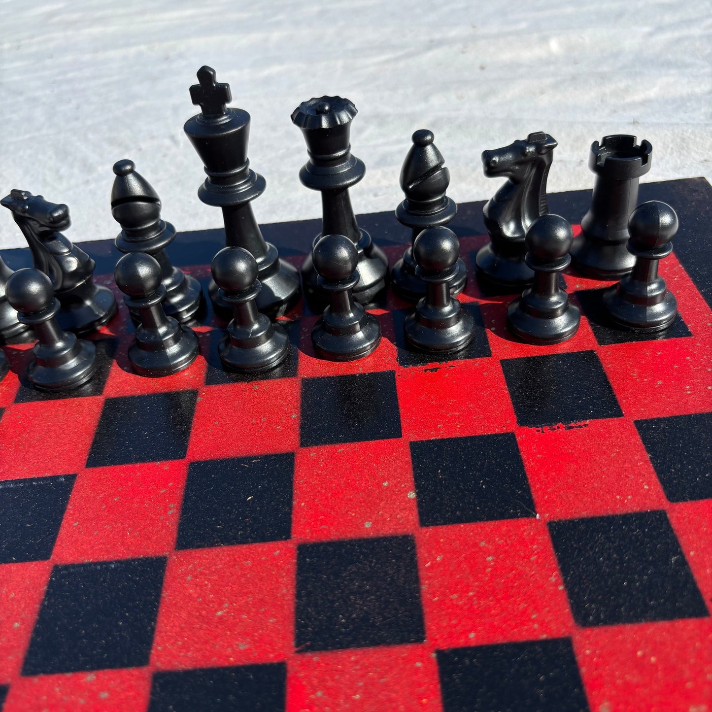 Simple Red - Painted Chess Set