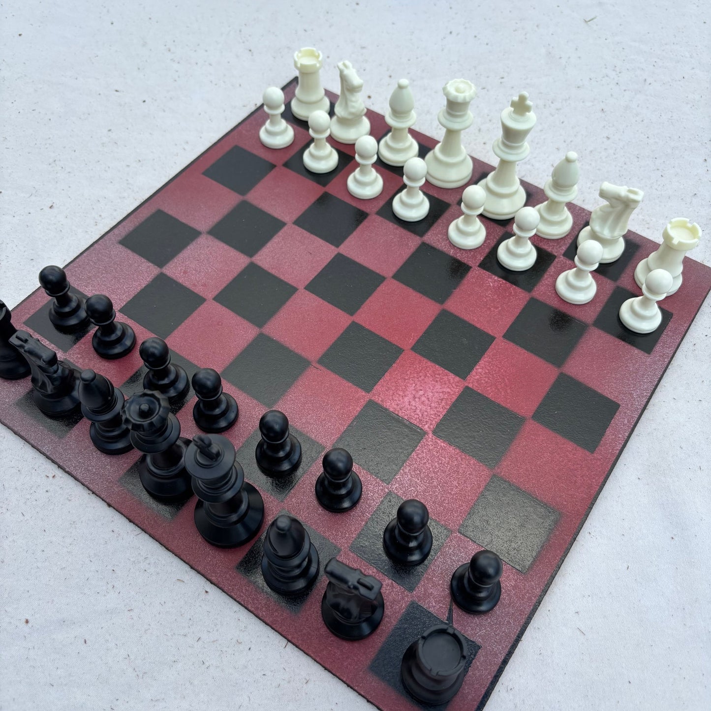 Burgundy Red - Painted Chess Set