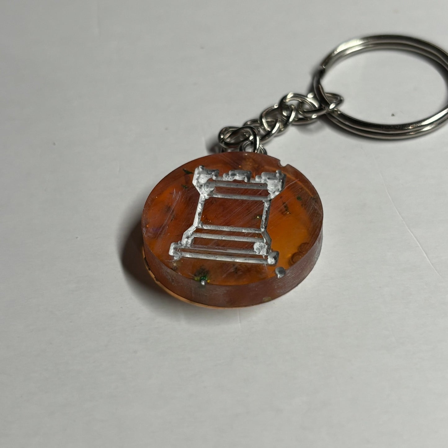 Orange Flamed Rook Handmade Resin Keychain - Flat Edition