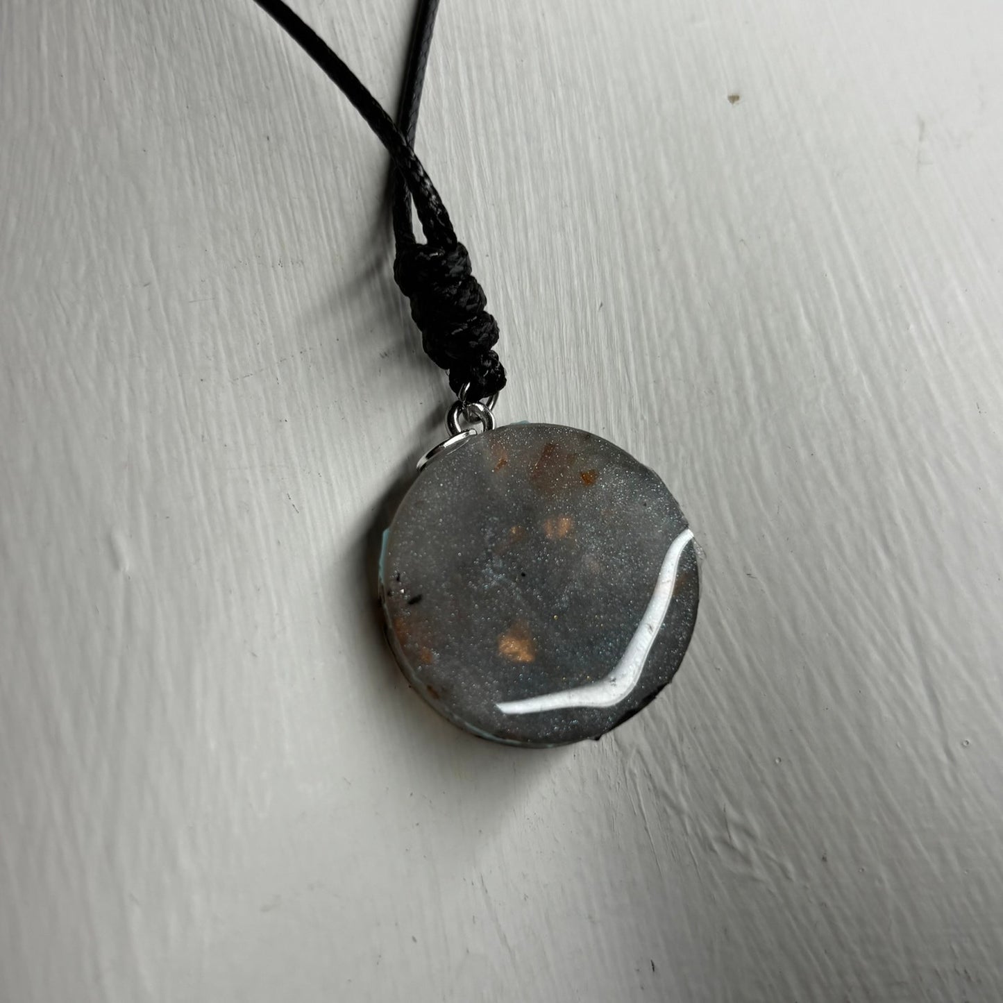 Dark Silver King - Handmade Resin Chess Necklace