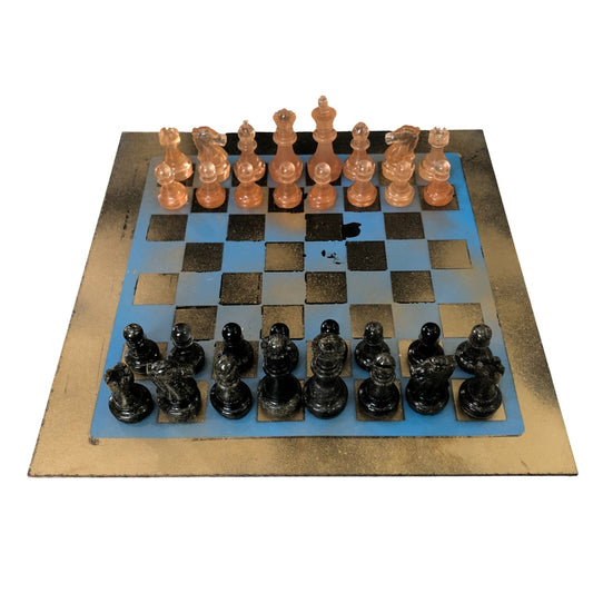 Golden Blue - Painted Chess Set
