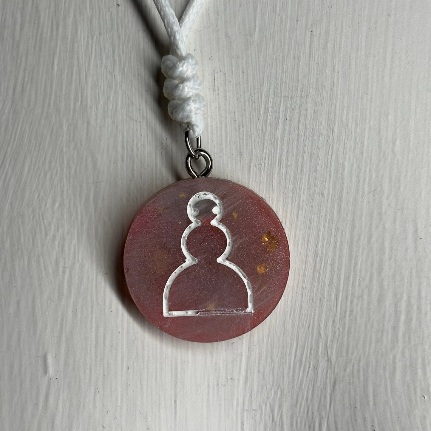 Smooth Pink Pawn - Handmade Resin Chess Necklace