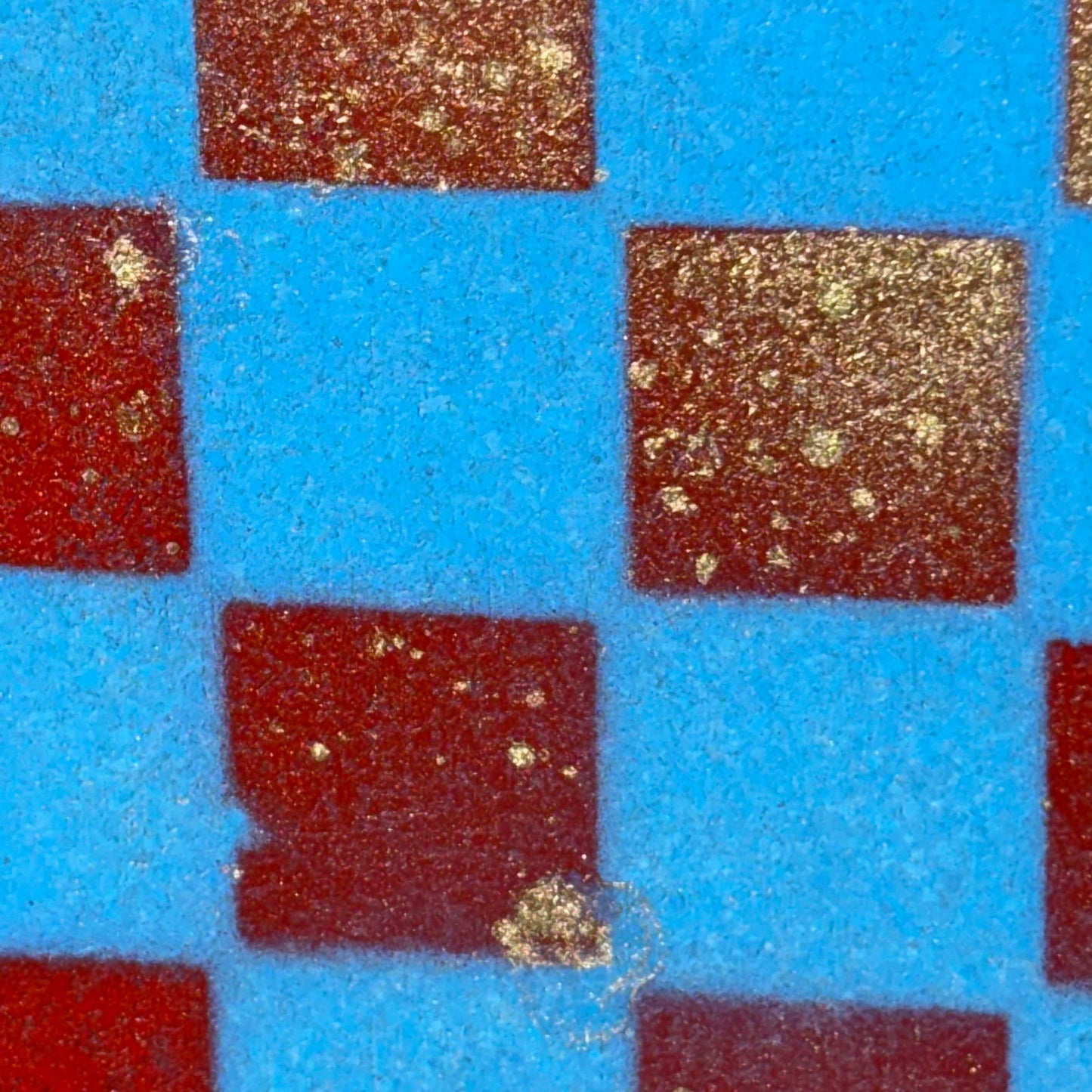 Blue & Red Sprinkled Gold - Painted Chess Board